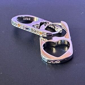 S925 Elongated Earrings Heart design with Multicolored Stones